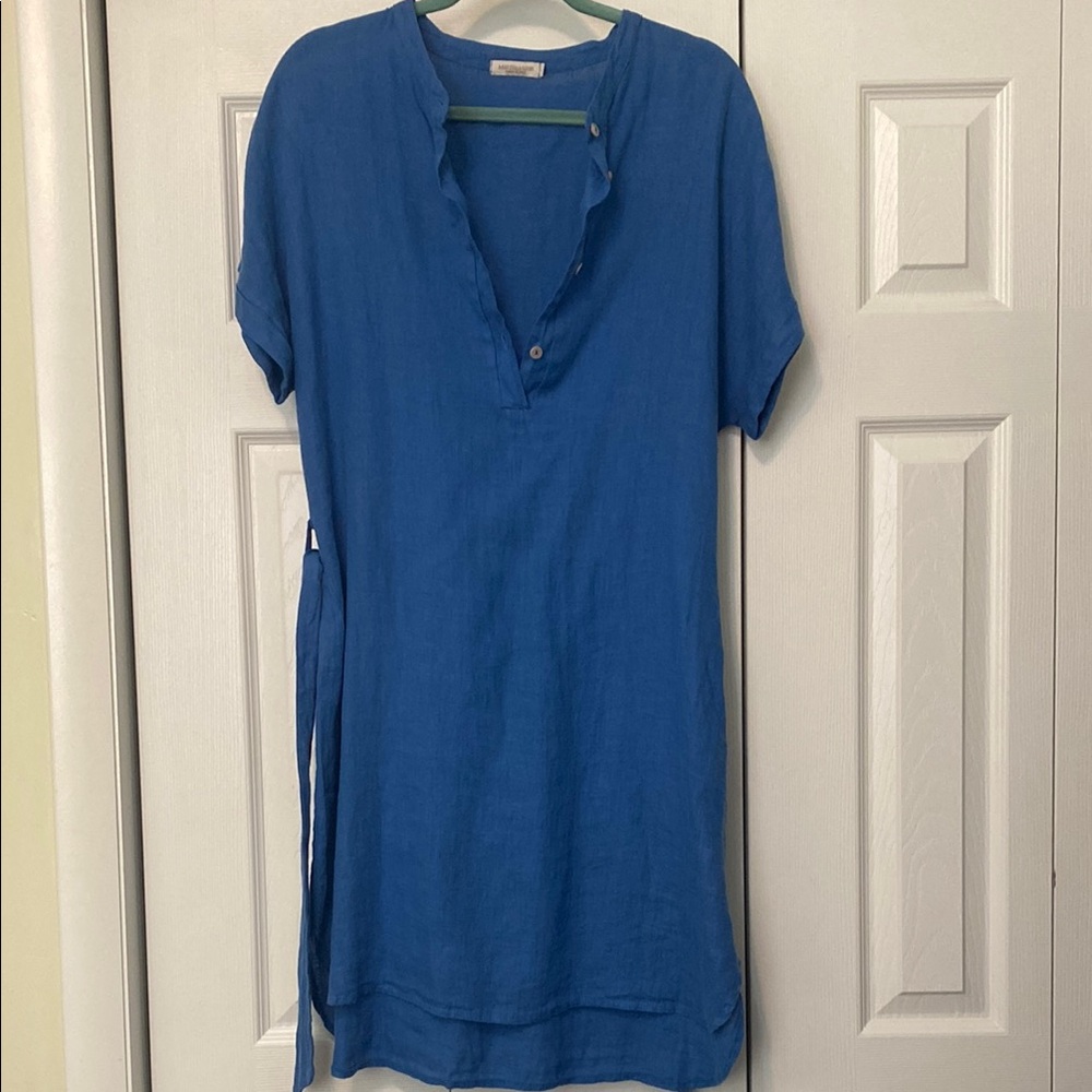Marisa&Marie Made in Italy 100% Linen Blue Dress Swimsuit Coverup